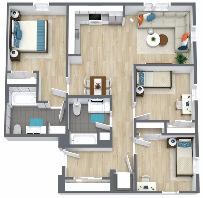 Three Bedroom 322 floor plan